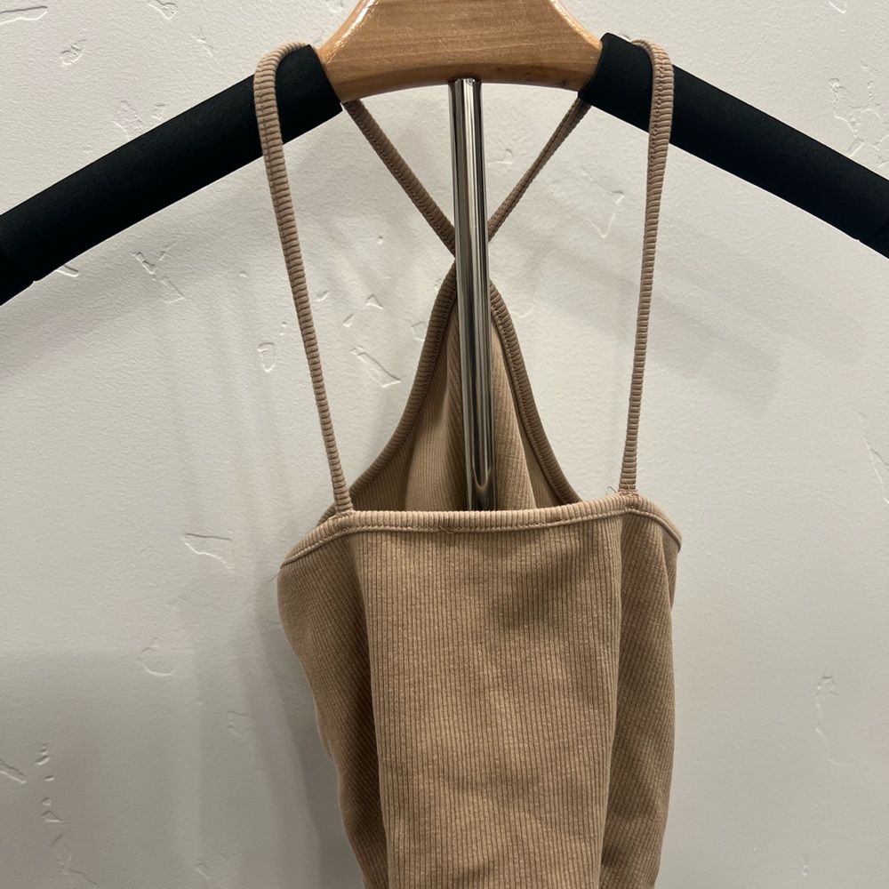 Zara Beige Ribbed Top - Picture 3 of 3
